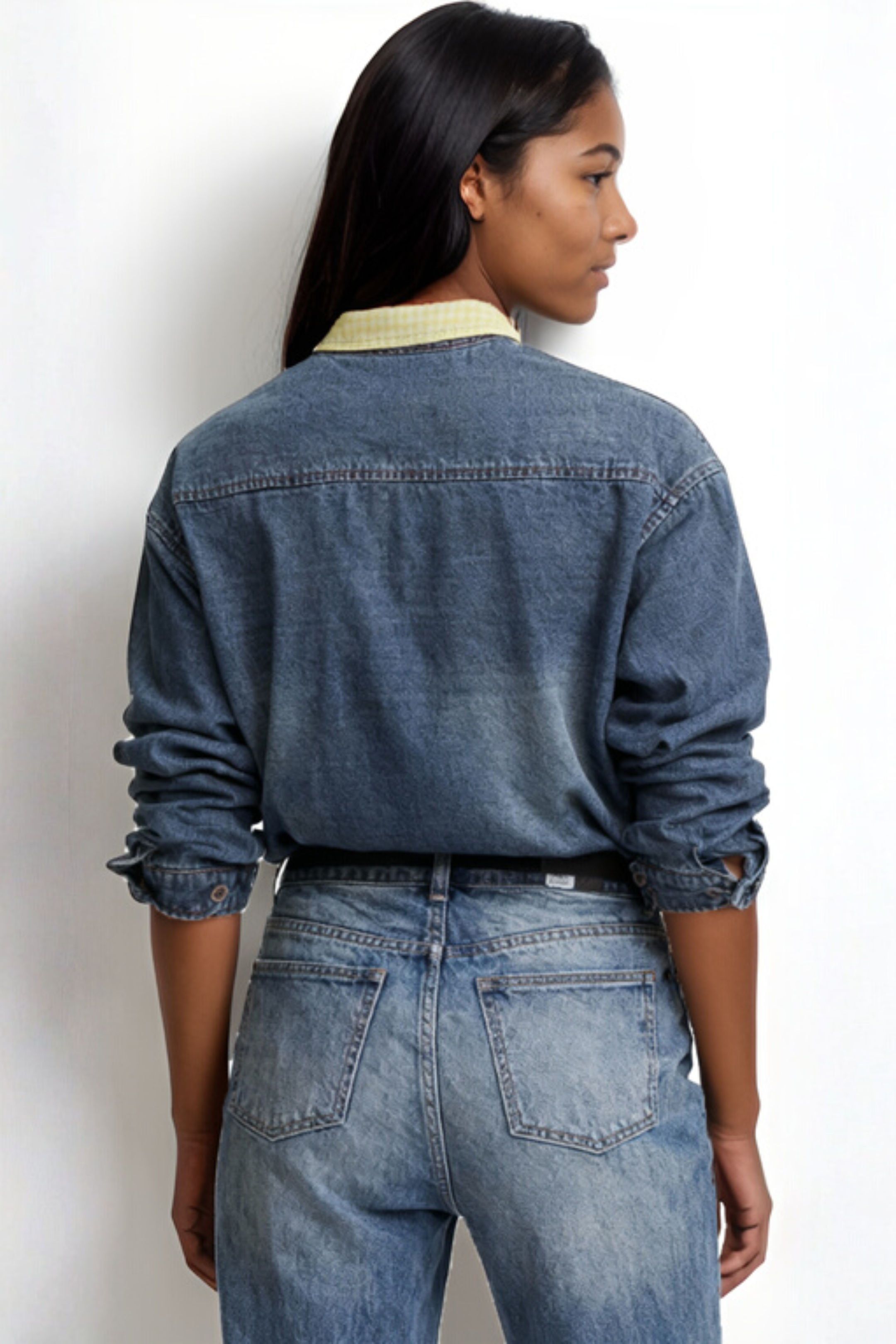 Hello Kitty Embroidery Oversized Denim Shirt