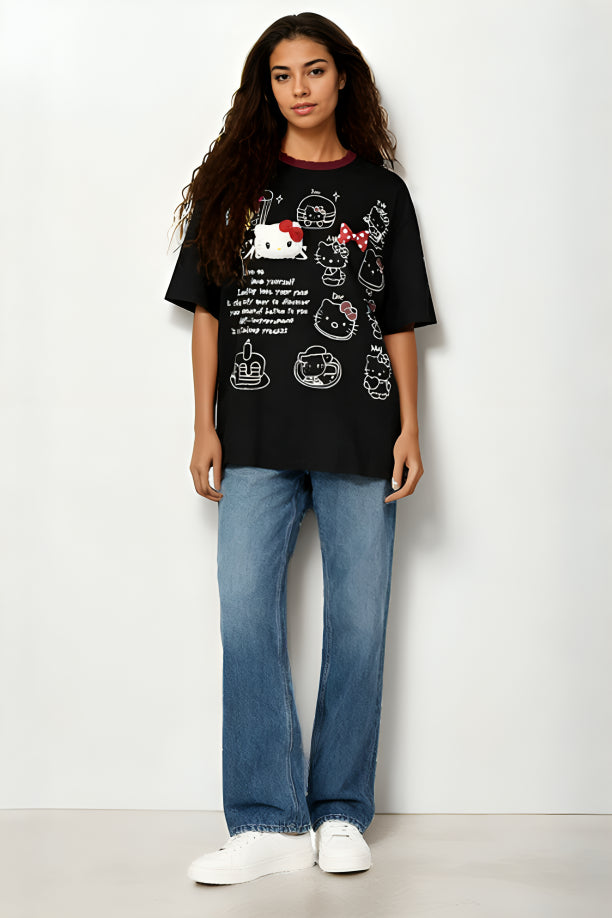 Hello Kitty Oversized Printed T-Shirt