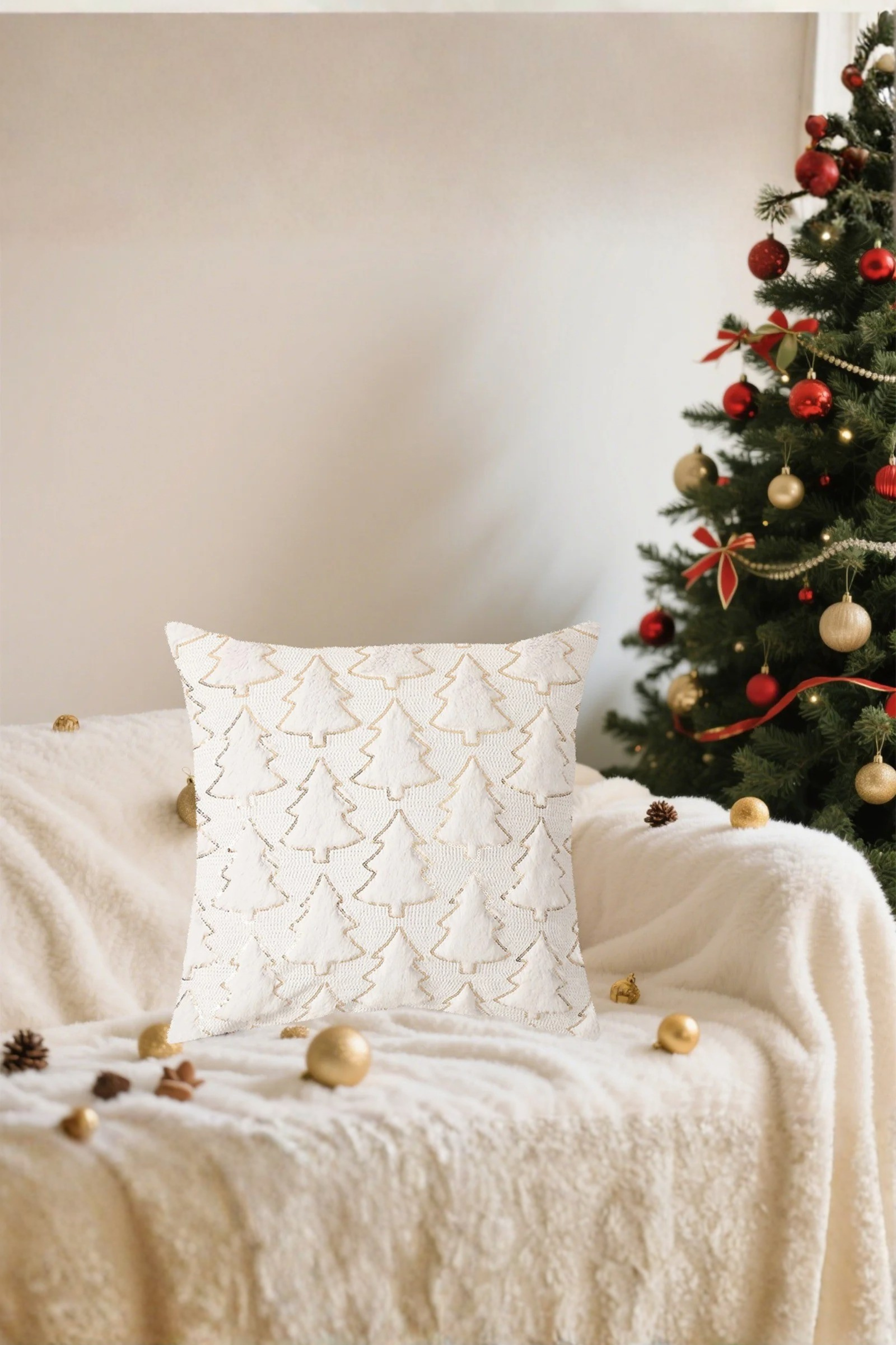 Christmas Tree Embroidered Pillowcase ﻿
