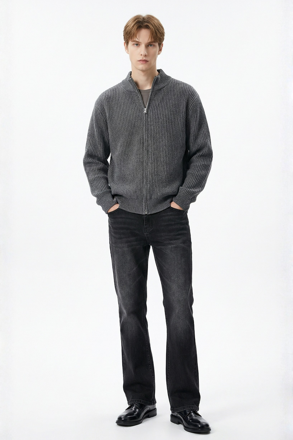 Reg Fit Cardigan with Zipper