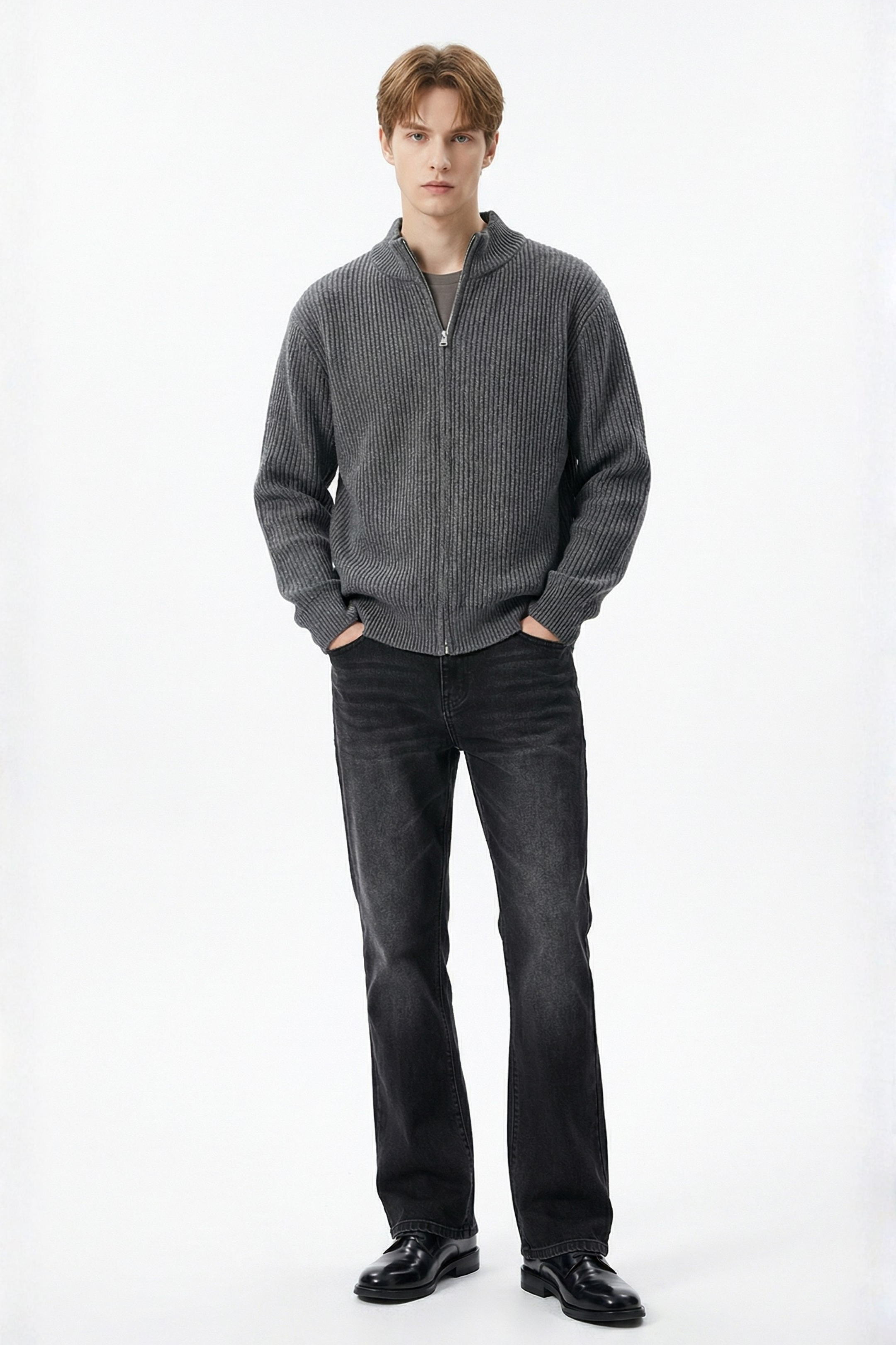 Reg Fit Cardigan with Zipper