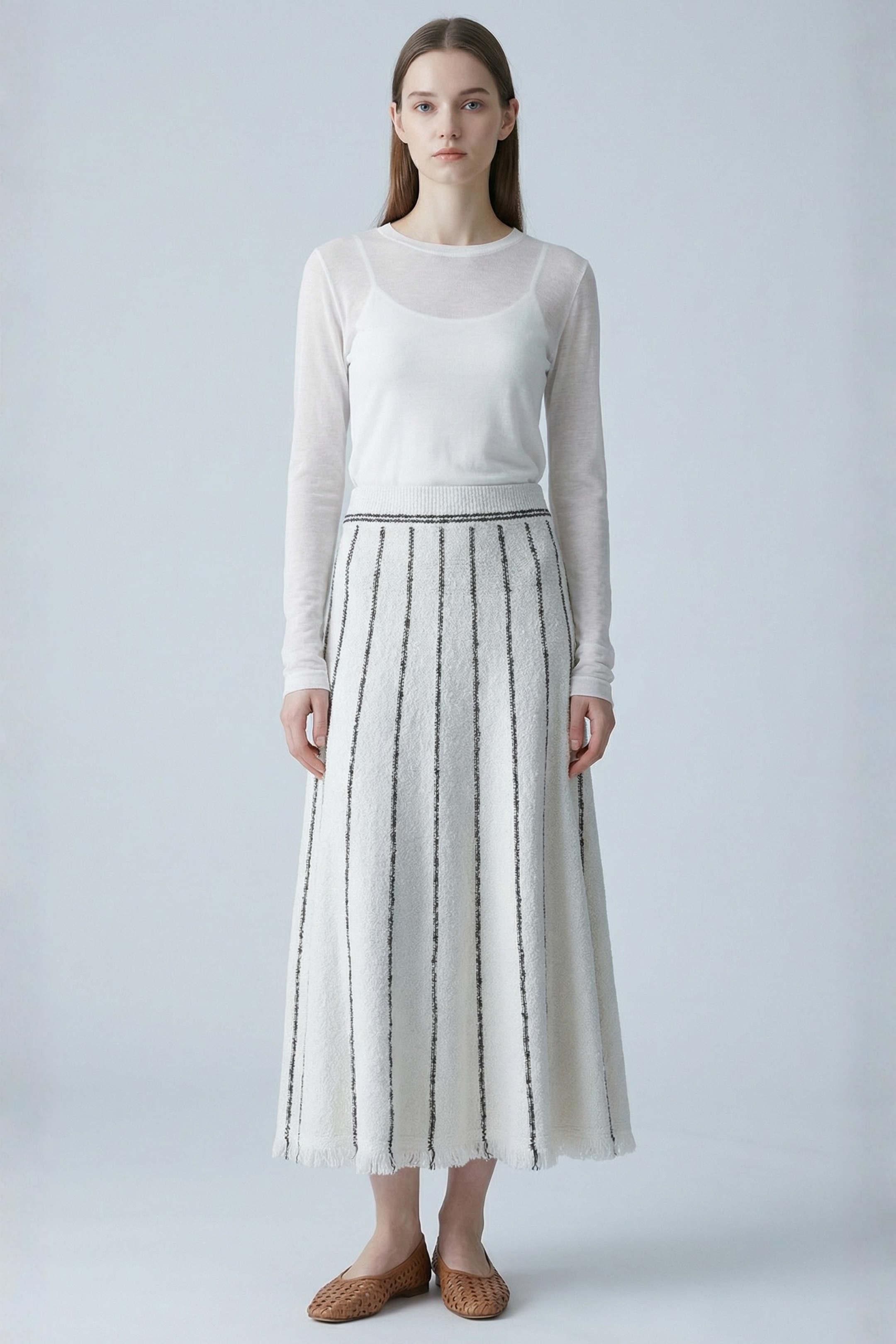Striped Knit Maxi Skirt