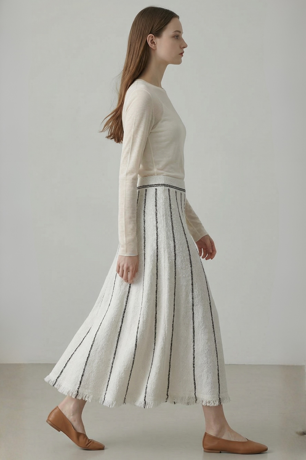 Striped Knit Maxi Skirt