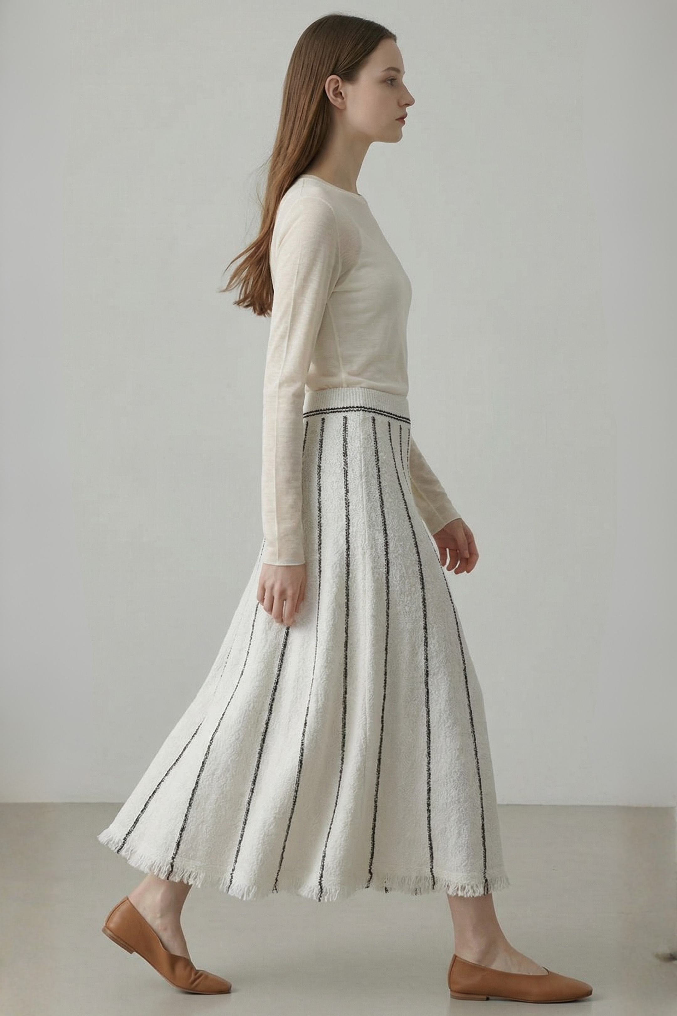 Striped Knit Maxi Skirt
