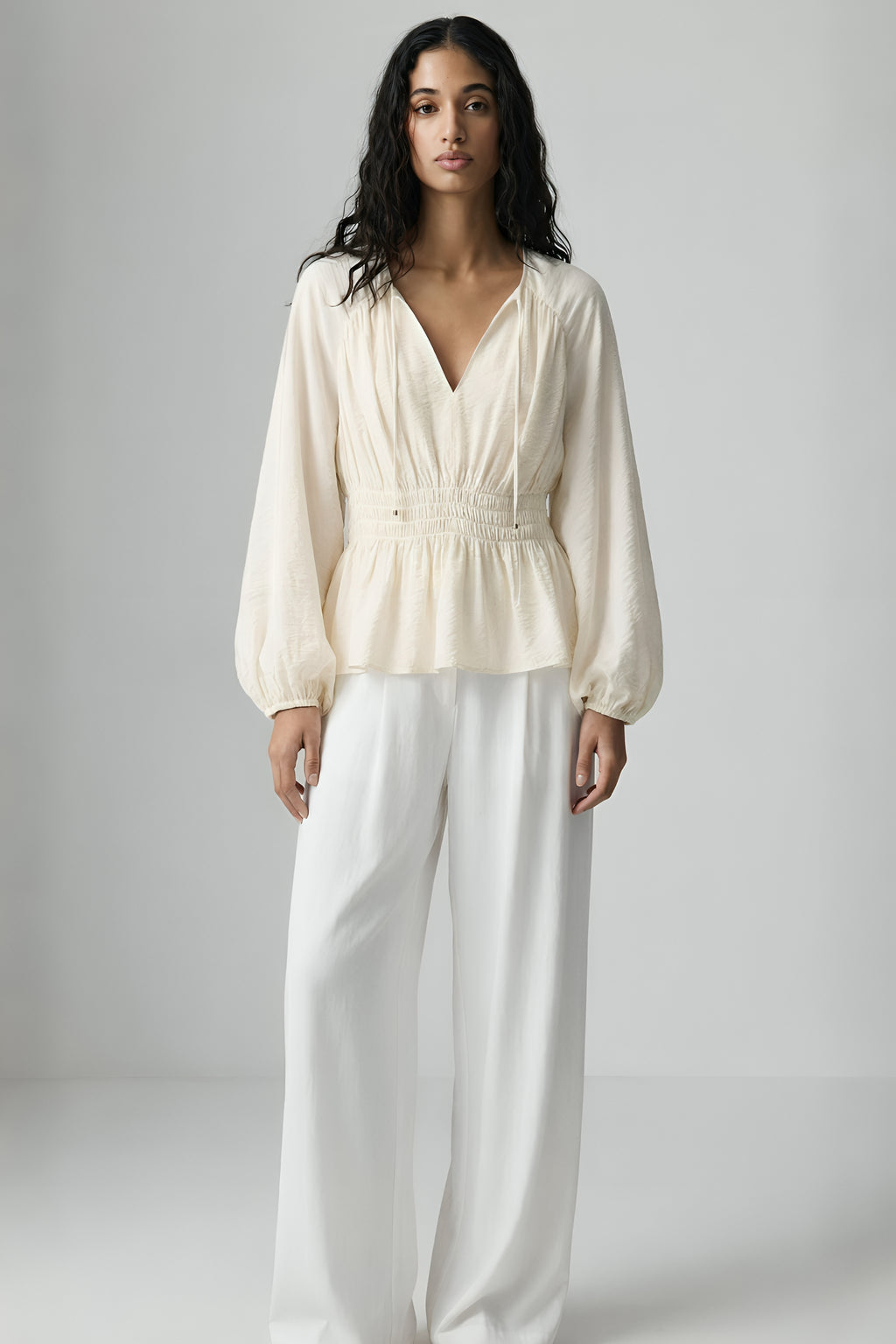Drawstring Poplin Blouse