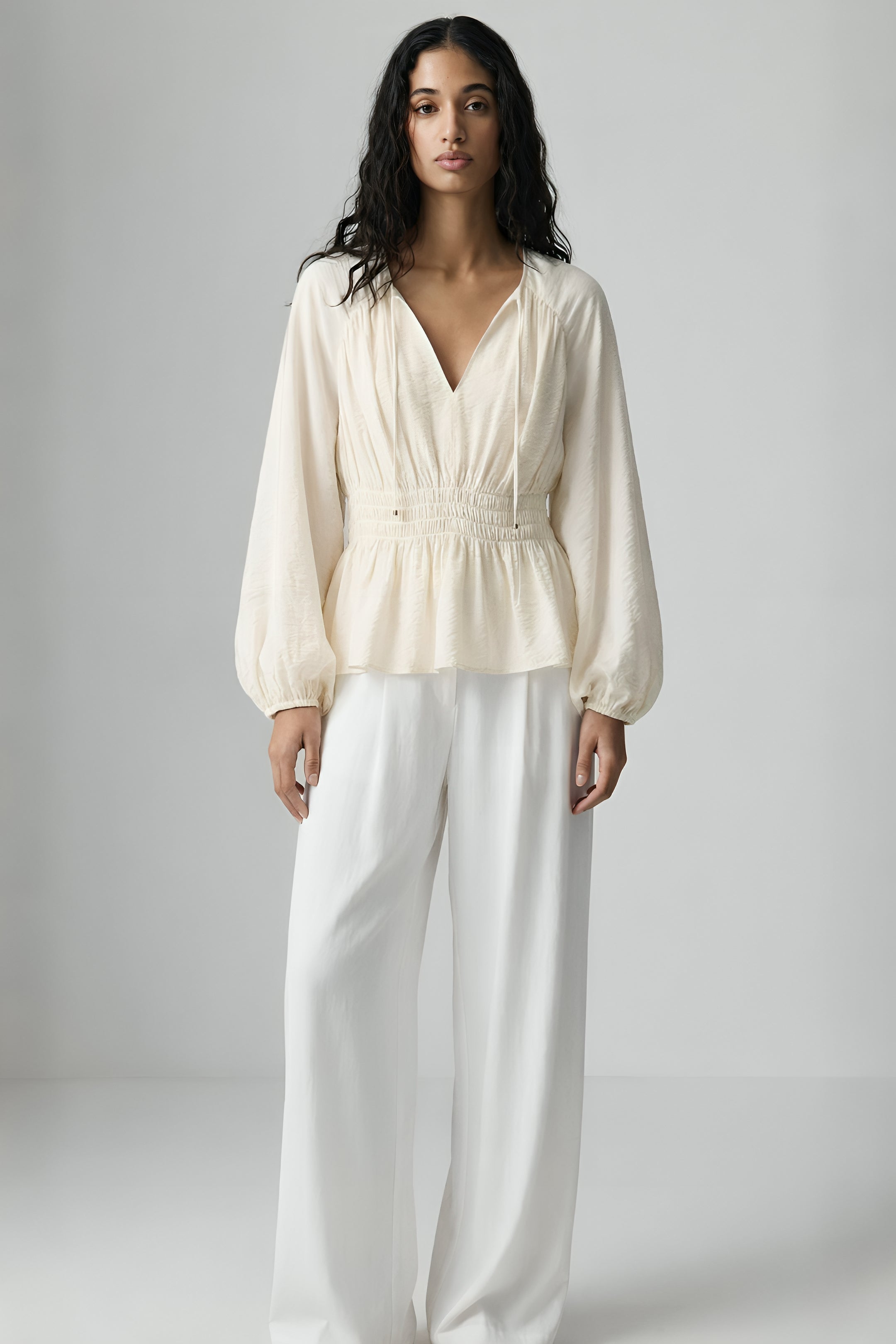 Drawstring Poplin Blouse