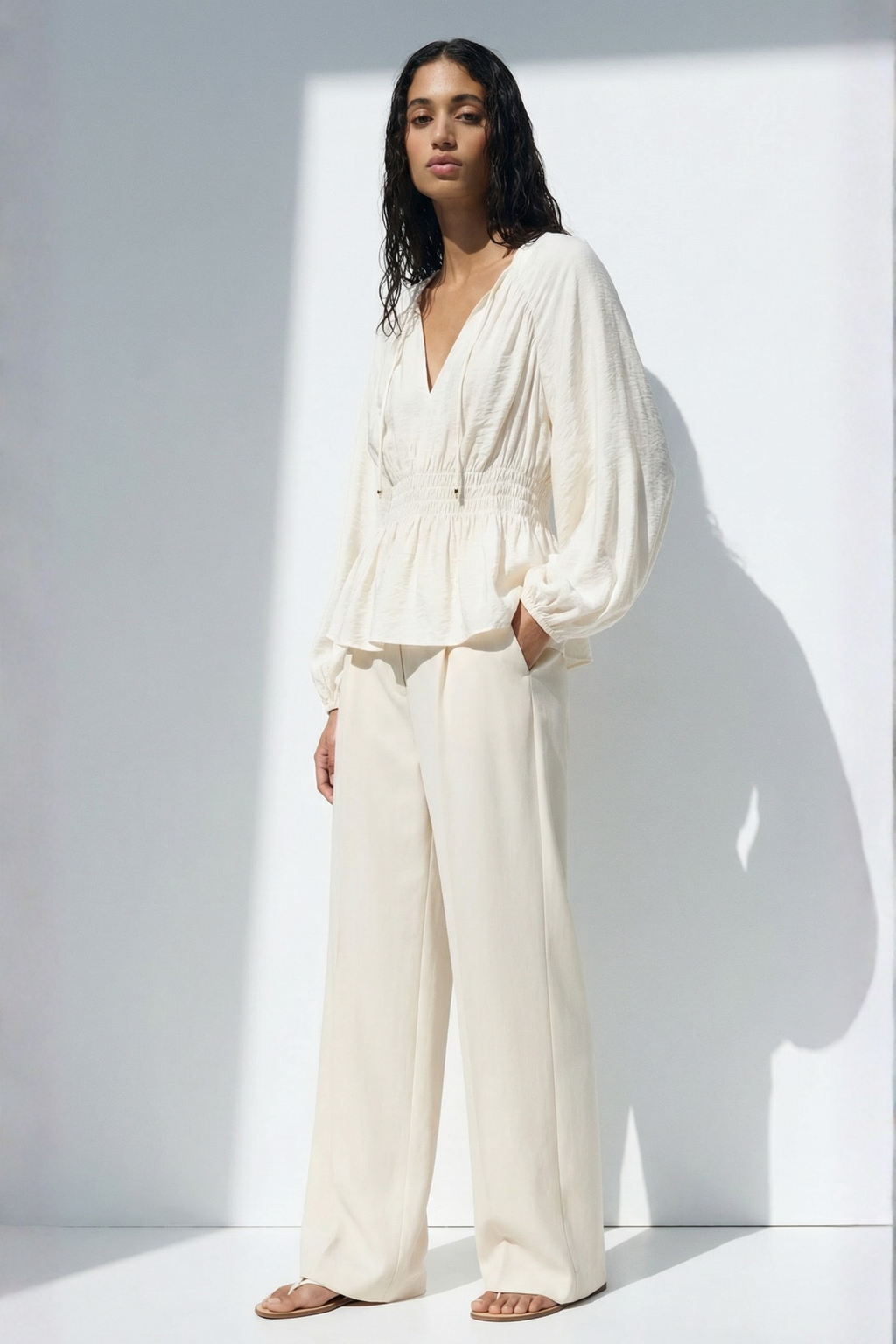 Drawstring Poplin Blouse