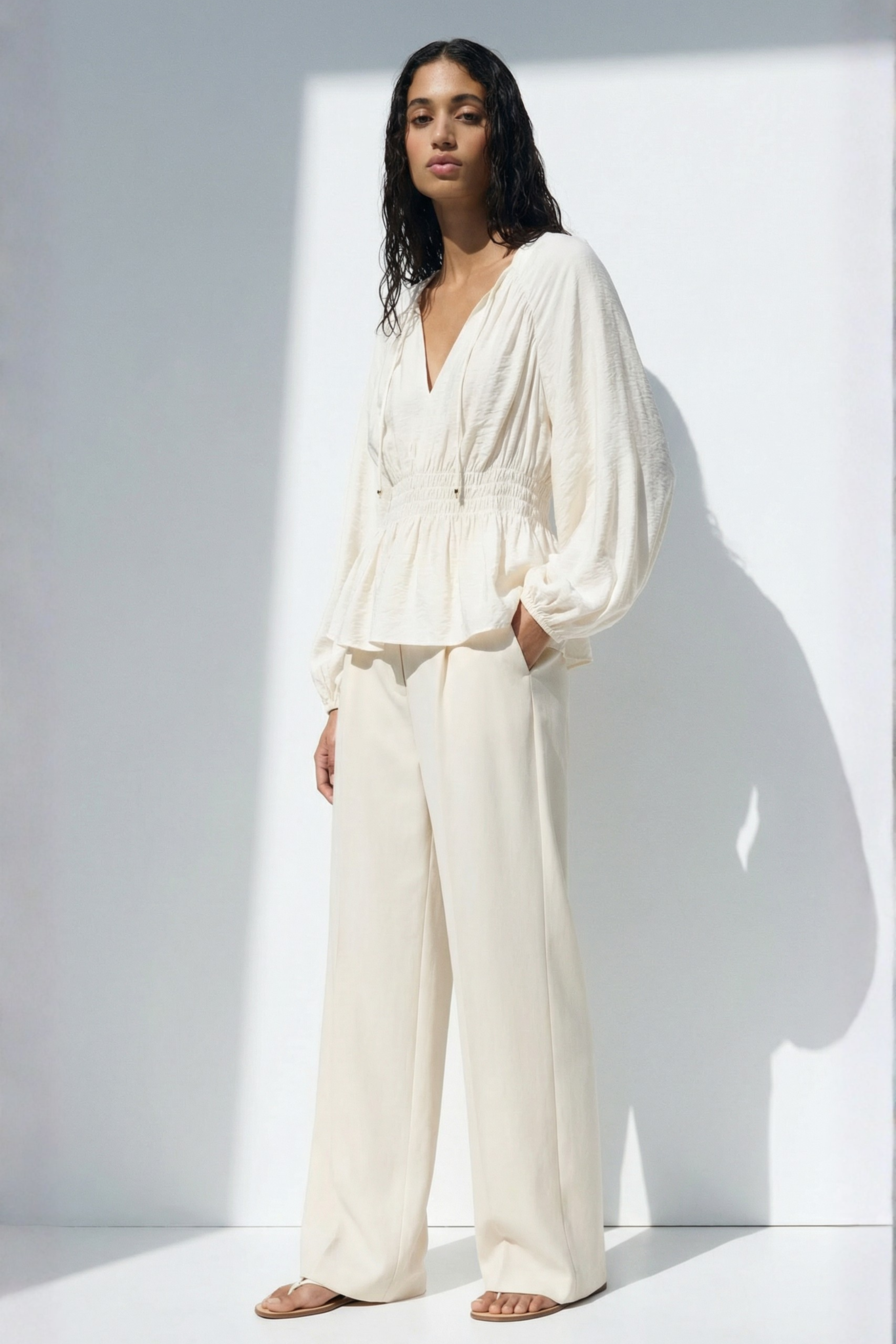 Drawstring Poplin Blouse