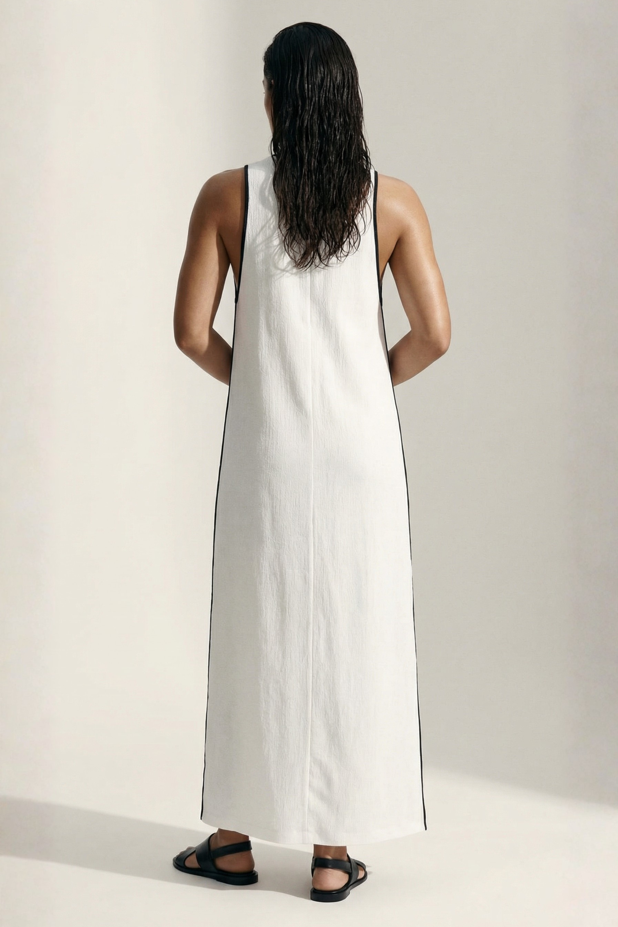 Trim V Neck Beach Dress