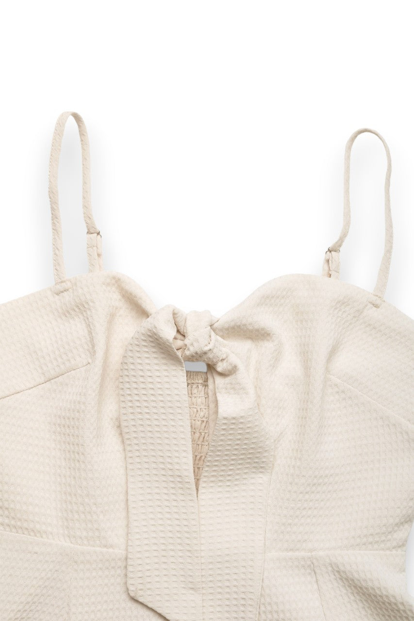 Textured Bowtie Jumpsuit