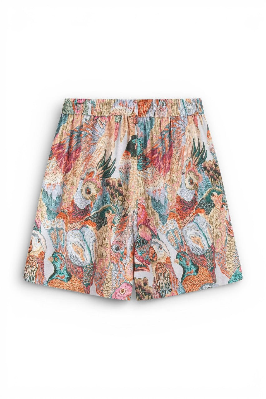 Peacock Embroidered Shorts
