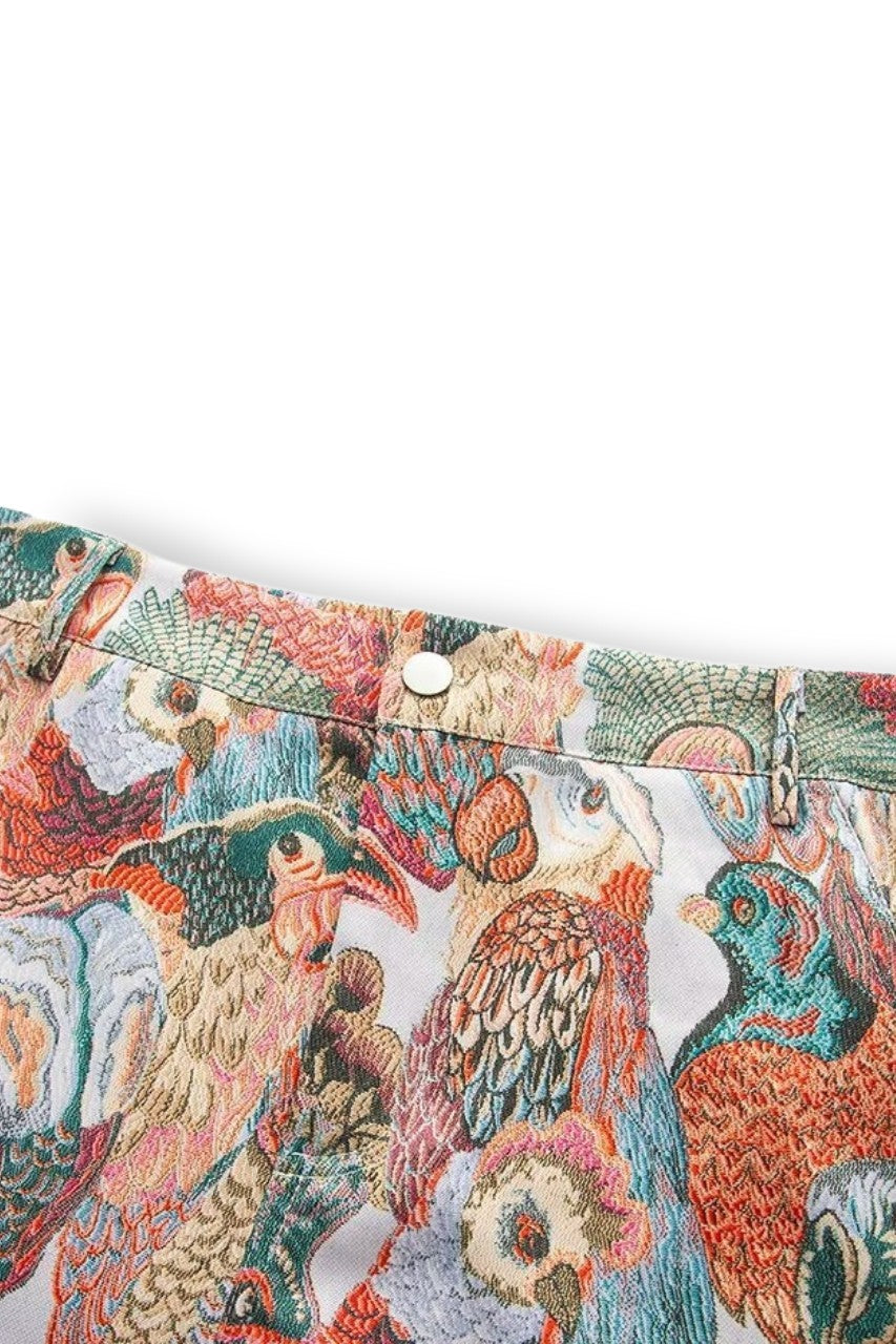 Peacock Embroidered Shorts