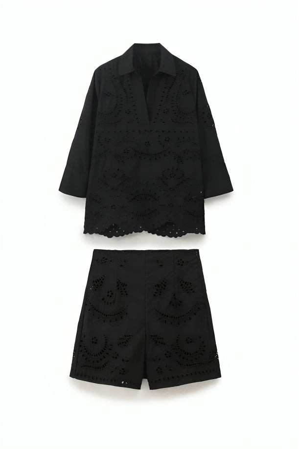 Embroidered Top and Short Set