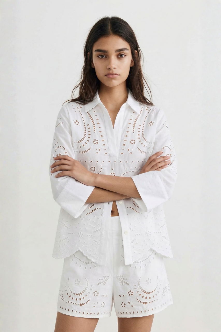 Embroidered Top and Short Set