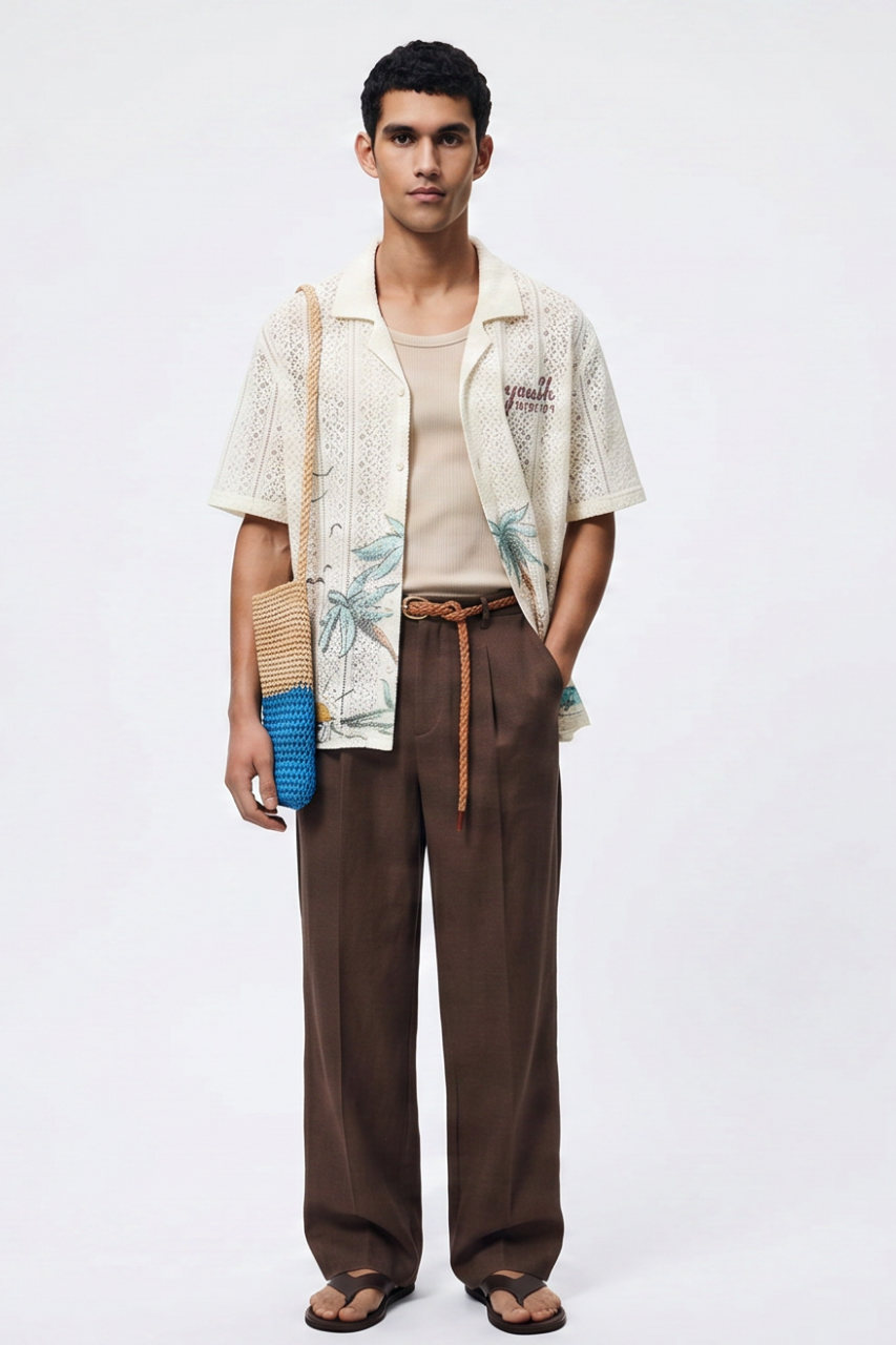 Tropical Tree Knit Resort Shirt