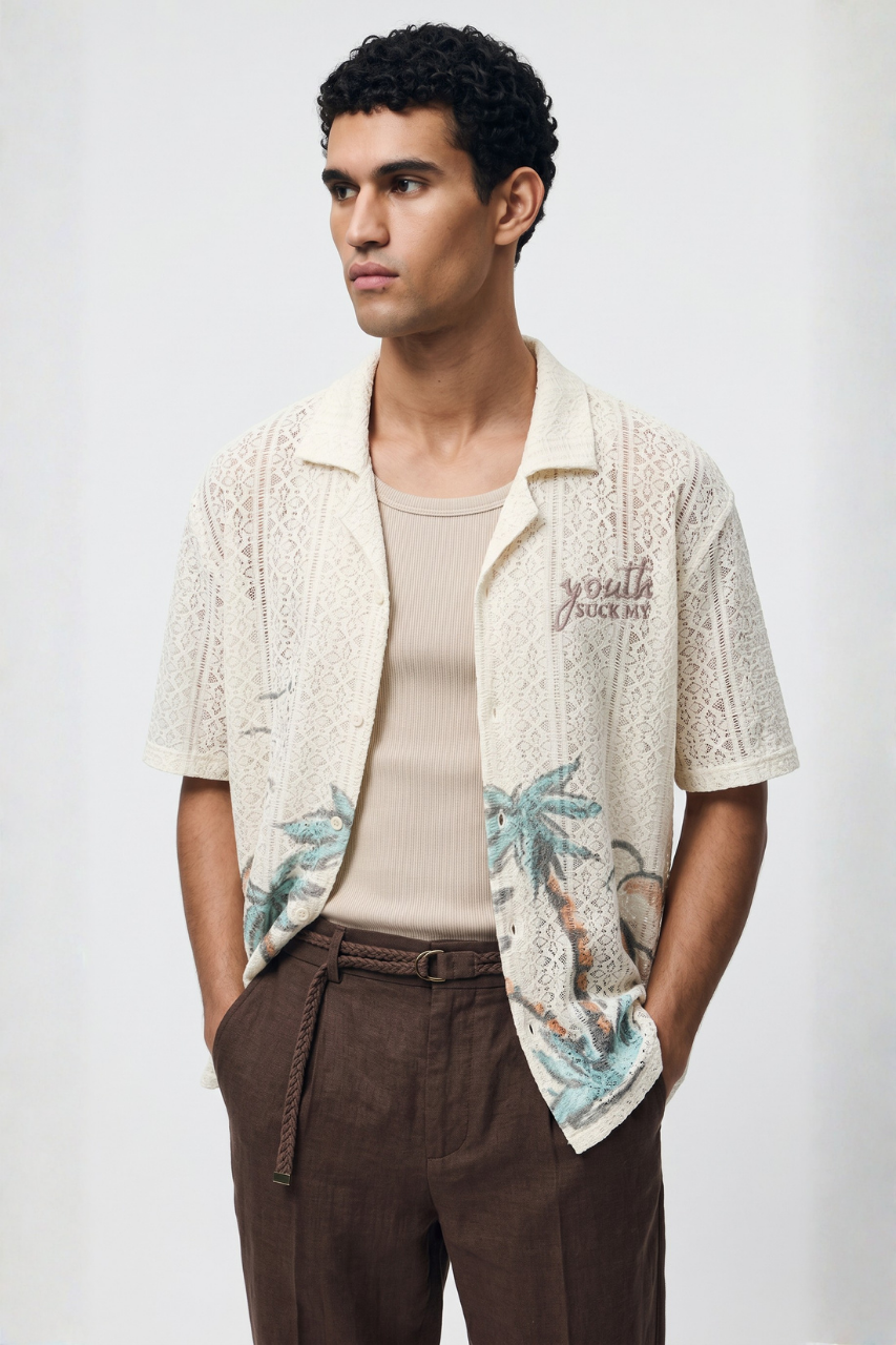 Tropical Tree Knit Resort Shirt