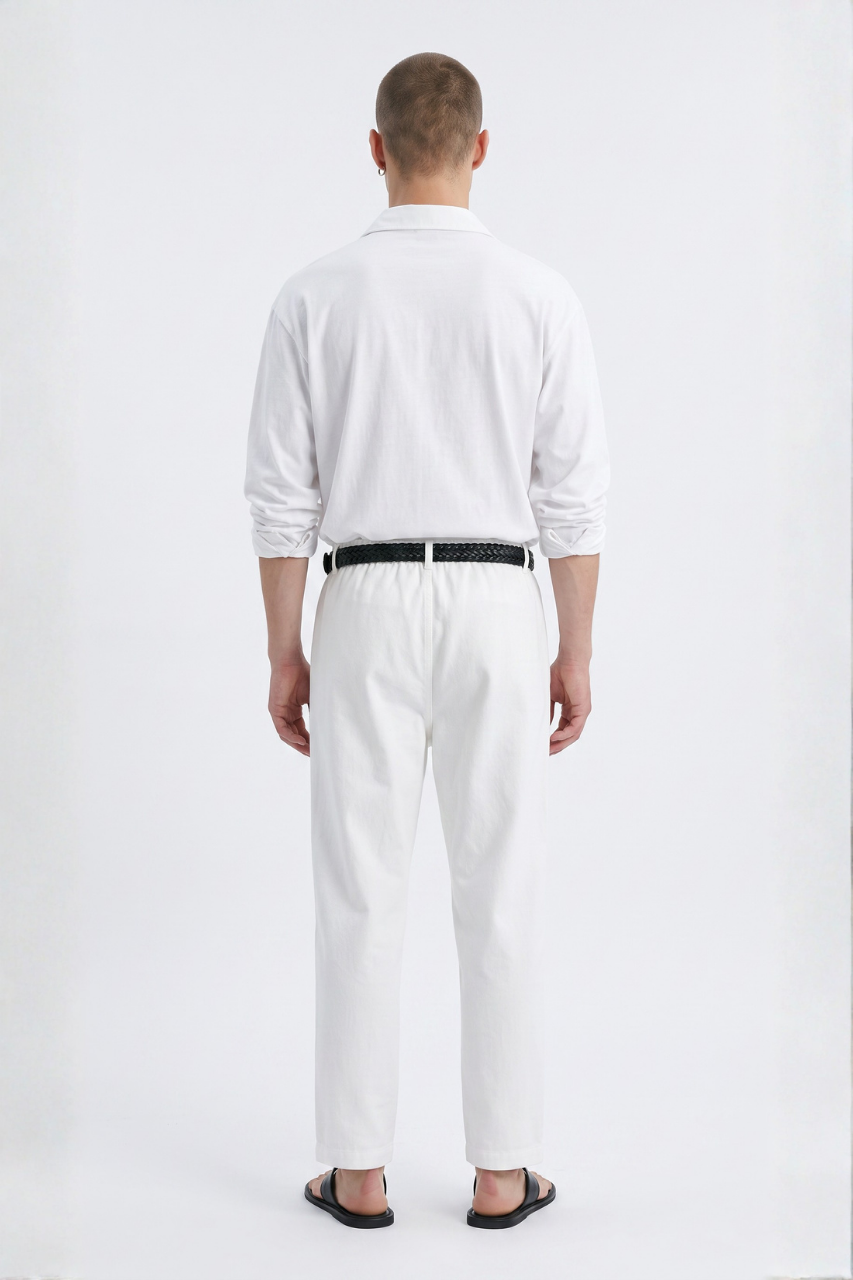 Wide Leg Linen Drawstring Pants