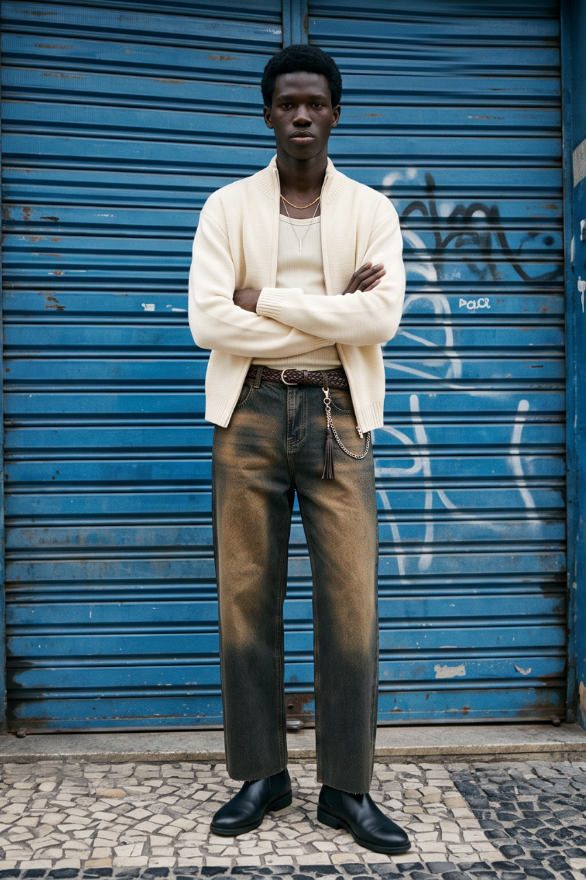 Vintage Washed Wide Leg Jeans