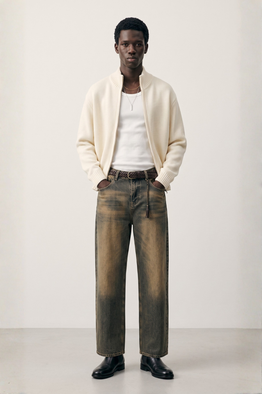 Vintage Washed Wide Leg Jeans
