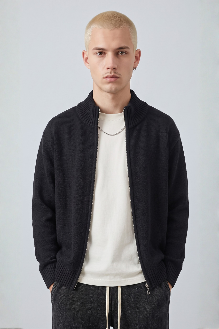 Textured Knit Cardigan Sweater
