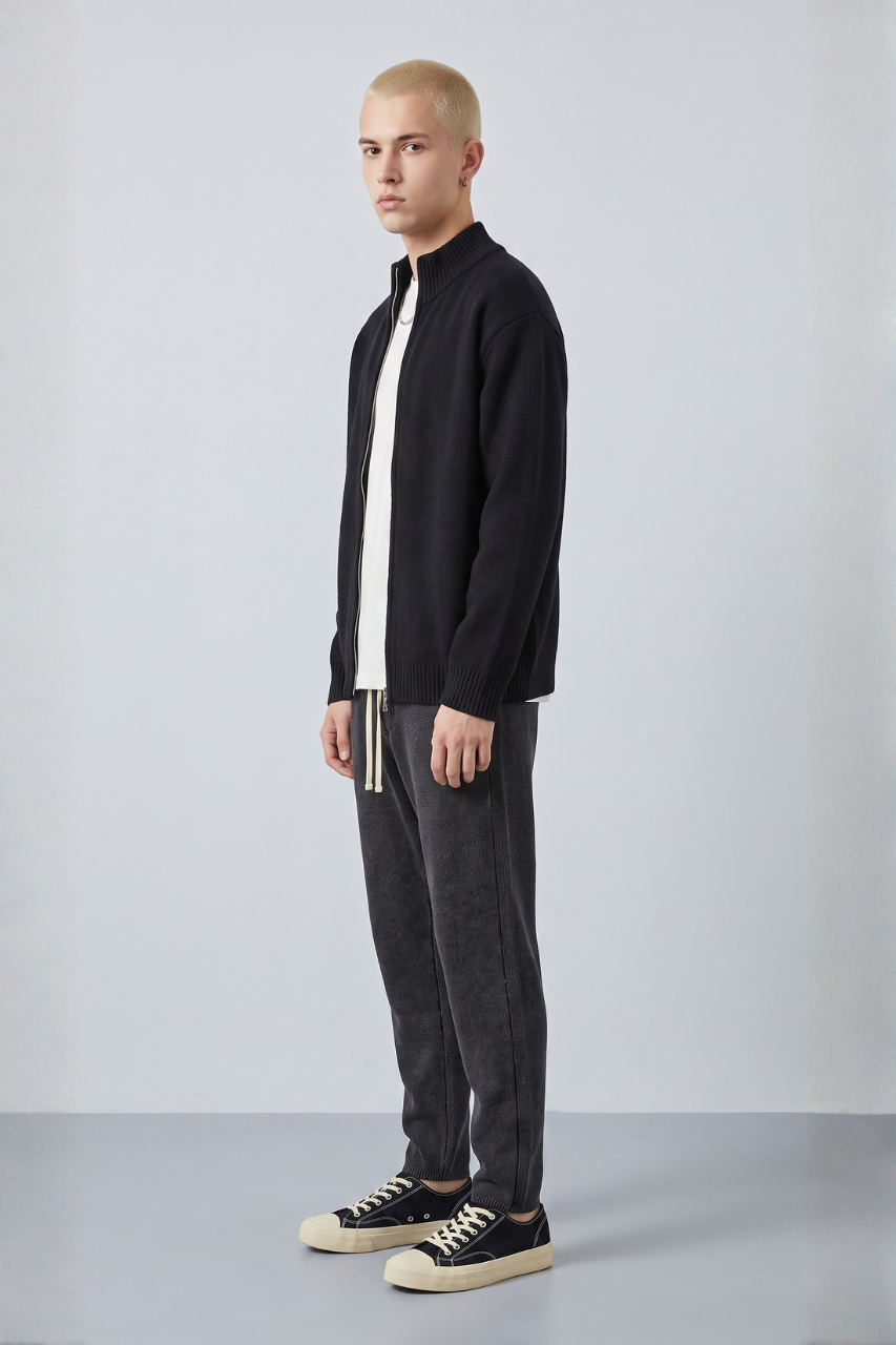 Textured Knit Cardigan Sweater