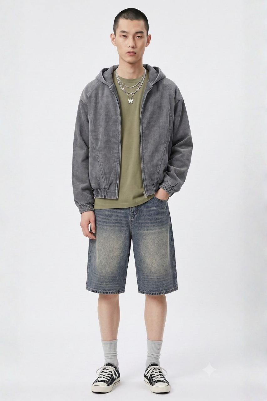 Loose Fit Denim Shorts