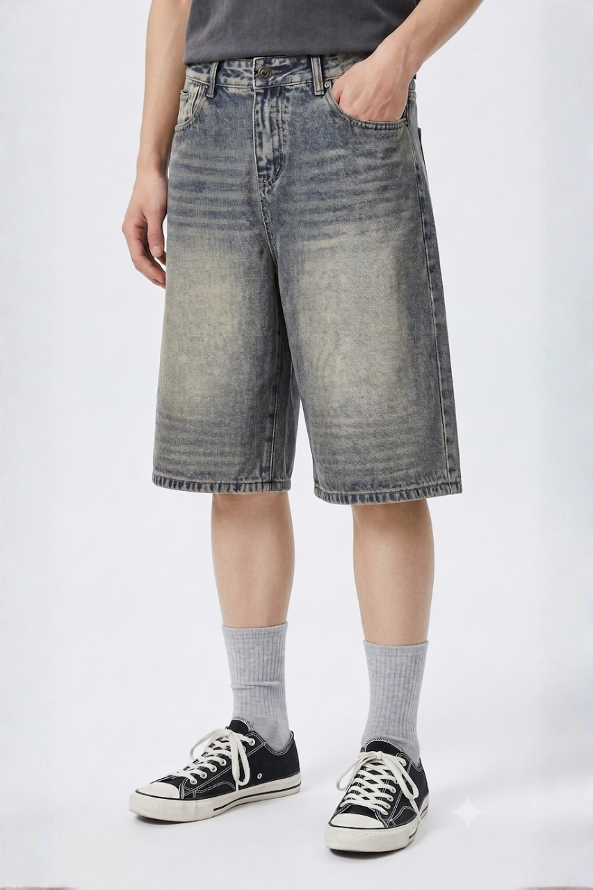 Loose Fit Denim Shorts