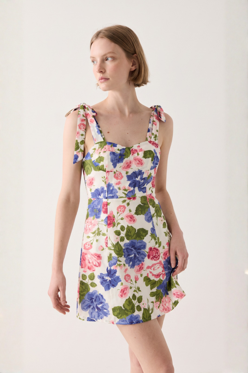 Flared Dress with Tie Shoulders