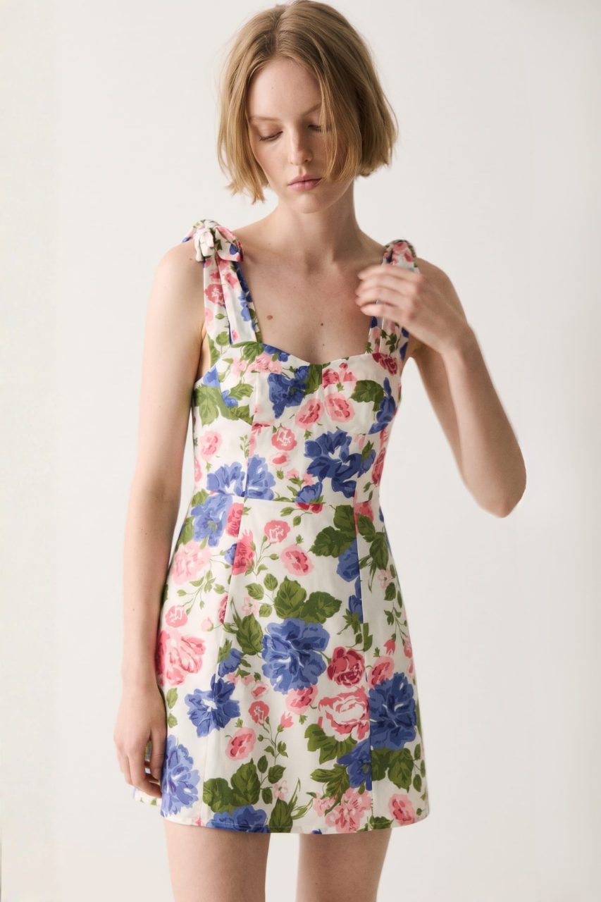 Flared Dress with Tie Shoulders