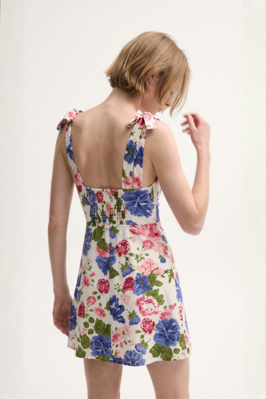 Flared Dress with Tie Shoulders