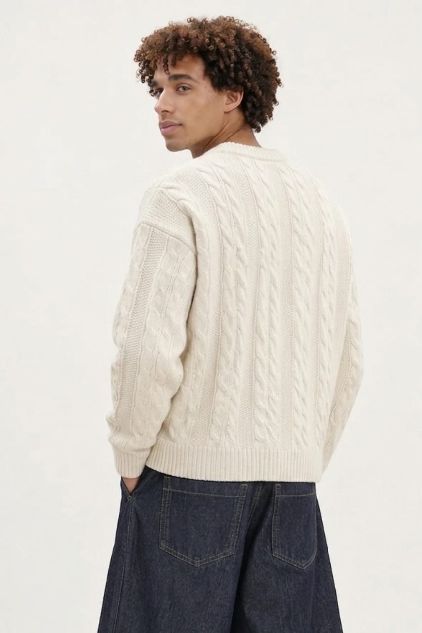 Regular Fit Cable Knit Sweater