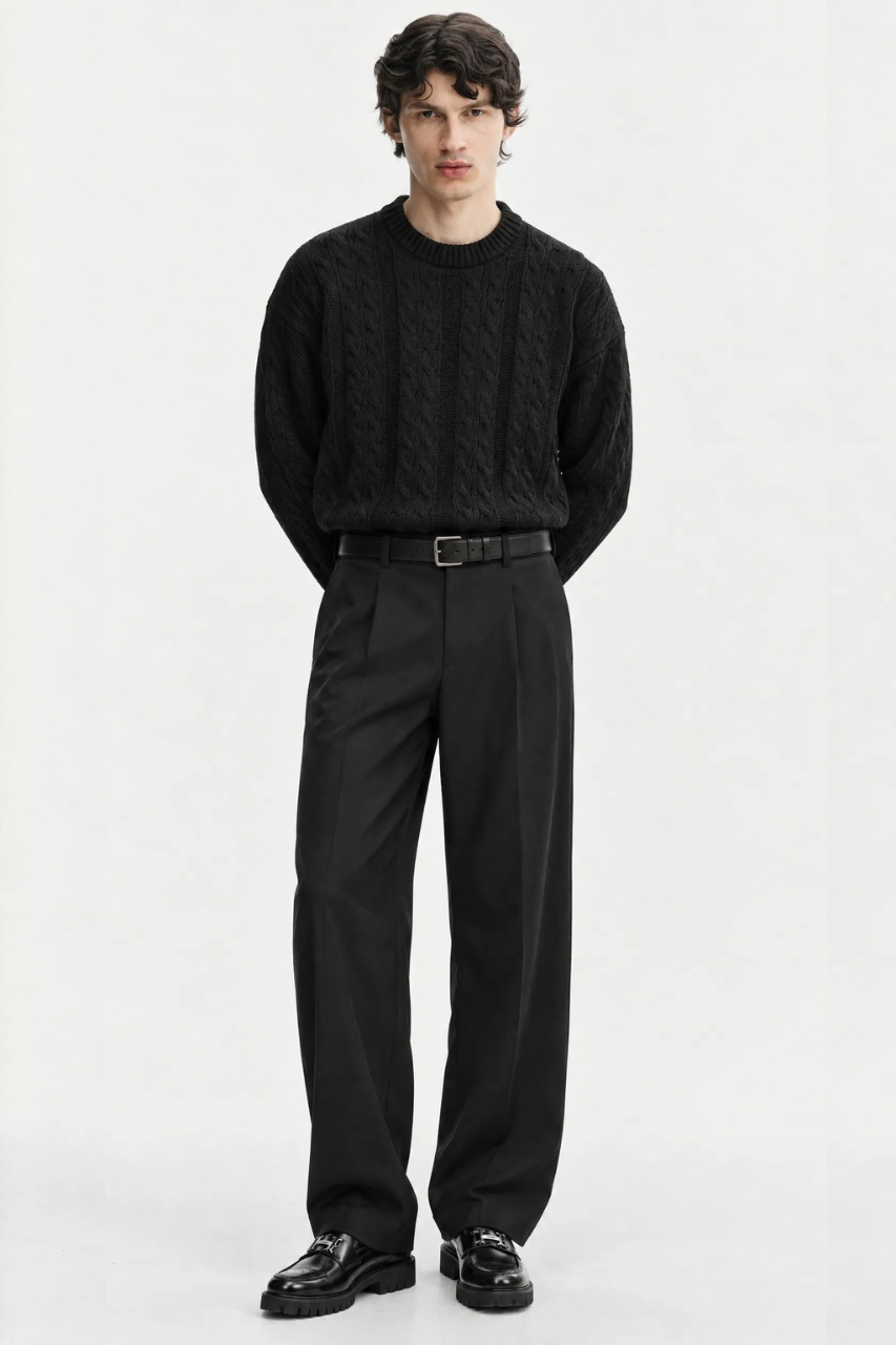 Regular Fit Cable Knit Sweater