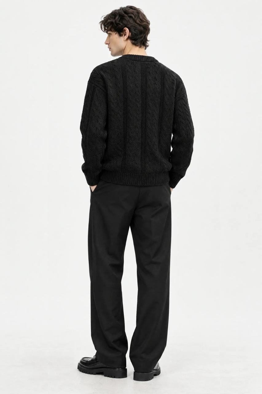 Regular Fit Cable Knit Sweater