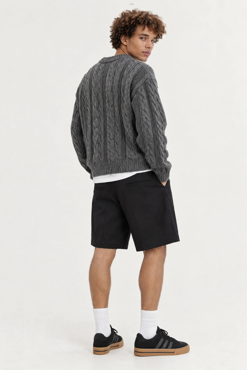 Regular Fit Cable Knit Sweater