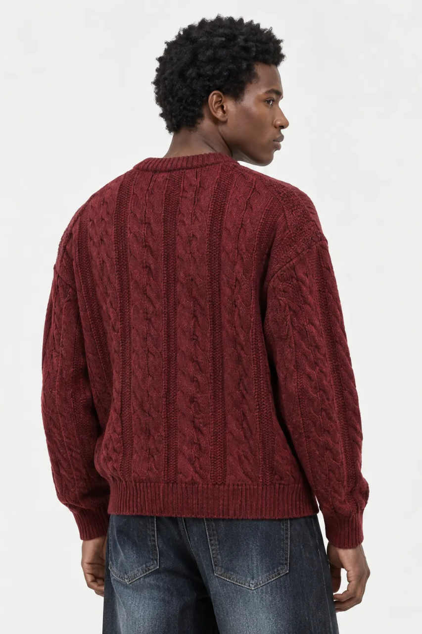 Regular Fit Cable Knit Sweater