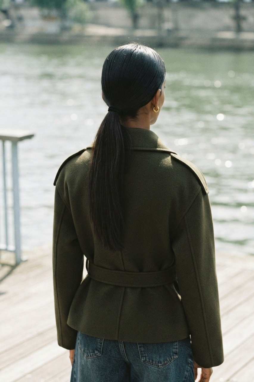 Suede Double Breasted Coat