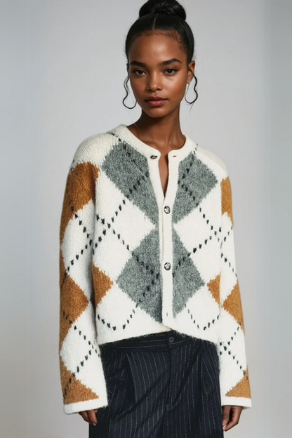 Jacquard-Knit Cardigan