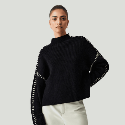 Mock Neck Sweater with a Generous Fit