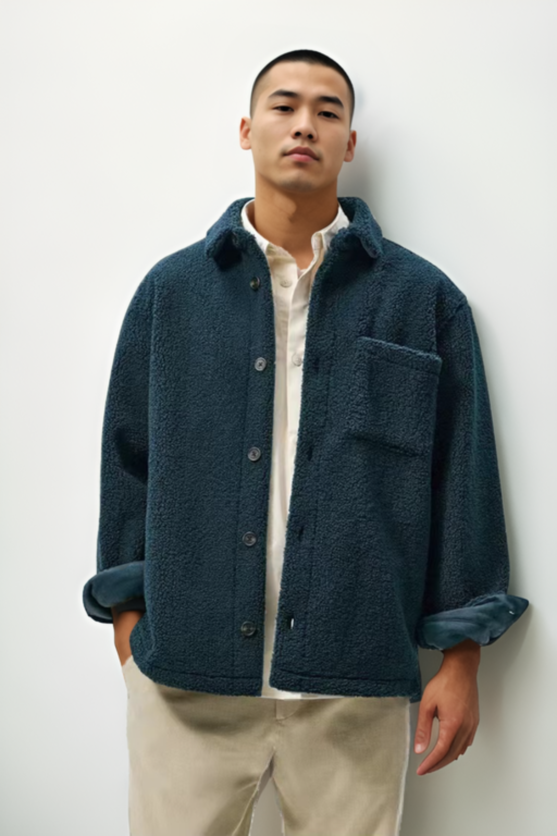 Collar Teddy Fleece Overshirt