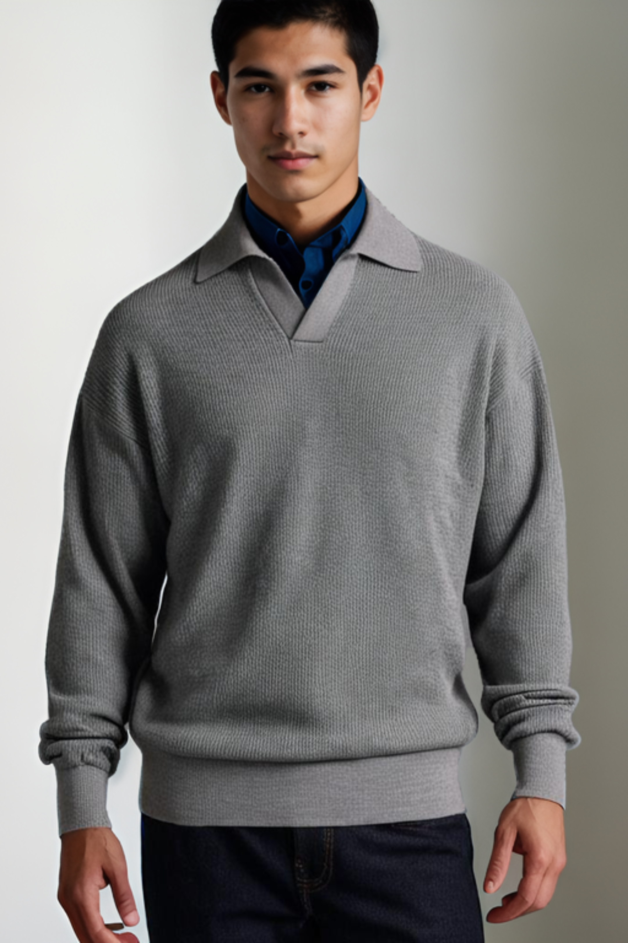 Slim Fit Polo Knit Sweater