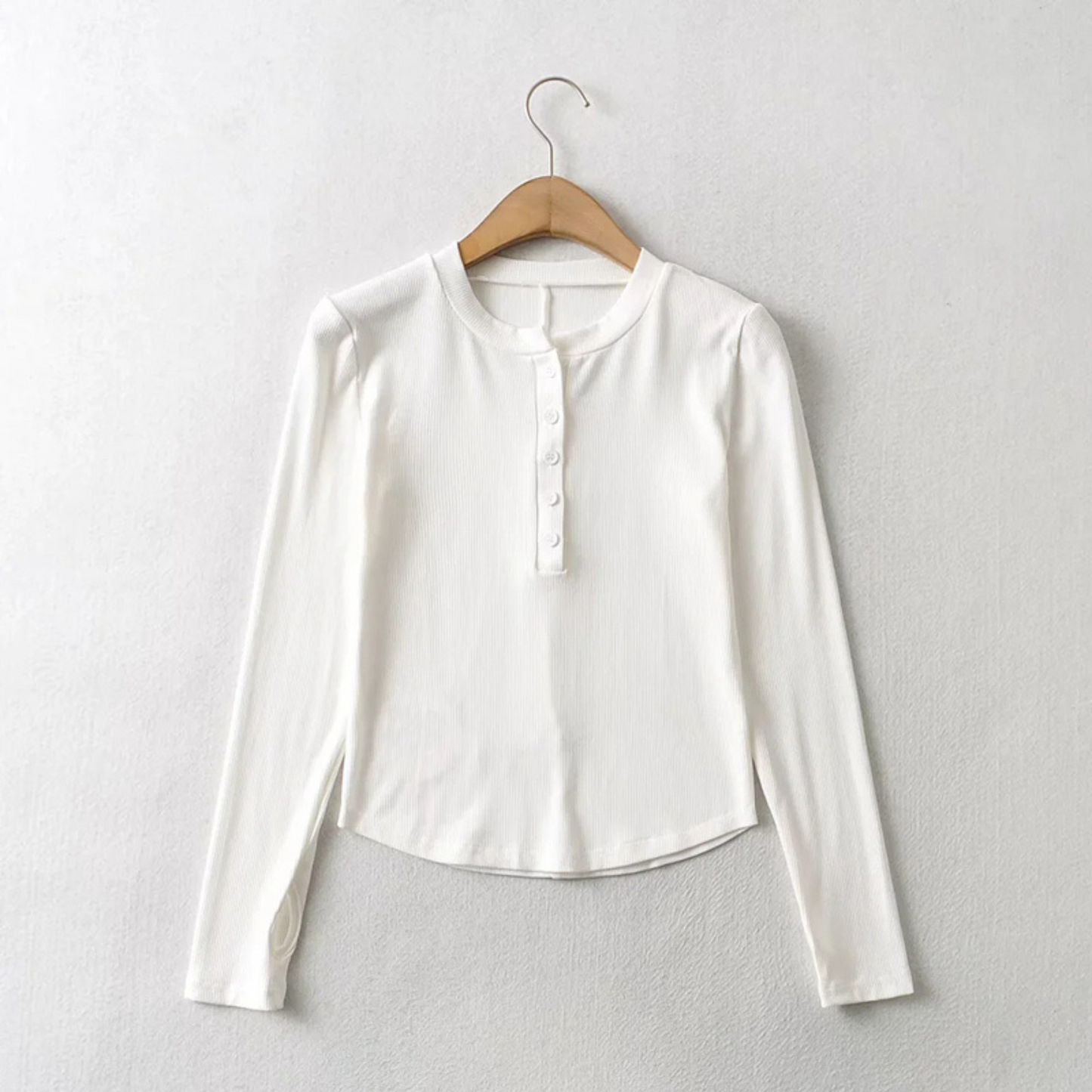White Long Sleeve Button-Down Crop Top