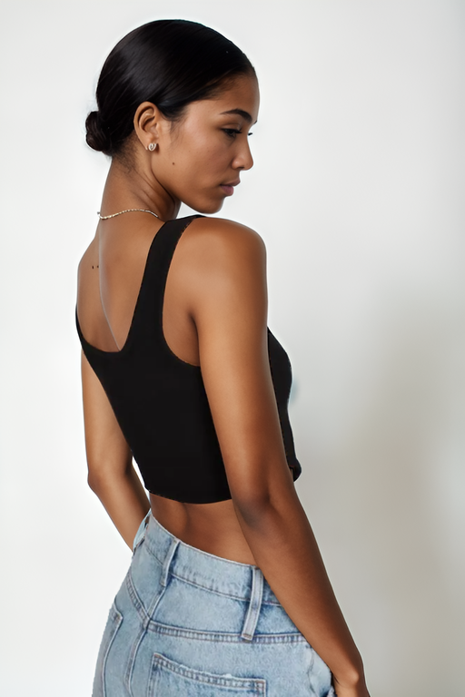 Ribbed-Low Cut Camisole Top