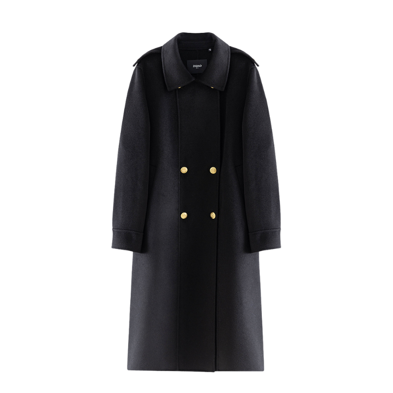 Wednesday Addams Inspired 100% Wool Double-Sided Trench Coat