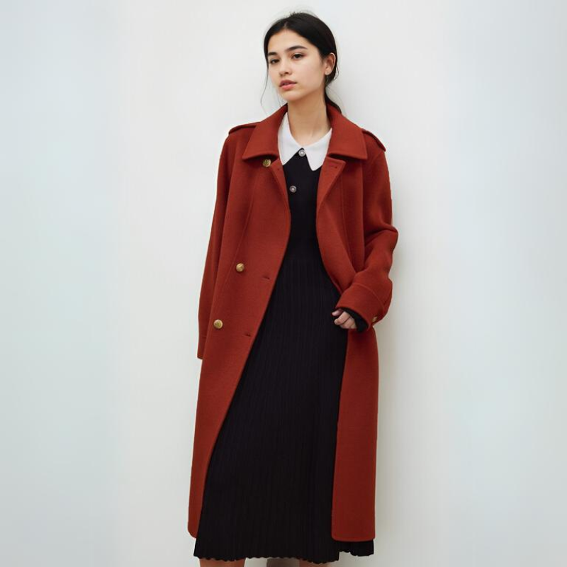 Wednesday Addams Inspired 100% Wool Double-Sided Trench Coat