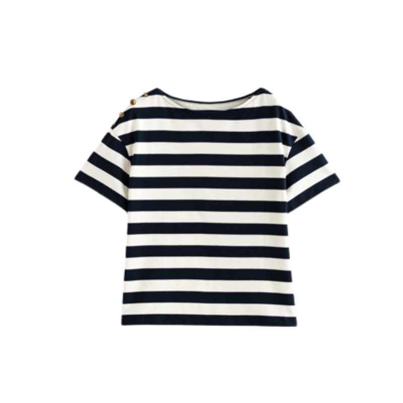 Pugsley Addams Inspired Navy Striped Relaxed T-Shirt