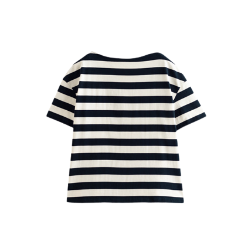 Pugsley Addams Inspired Navy Striped Relaxed T-Shirt