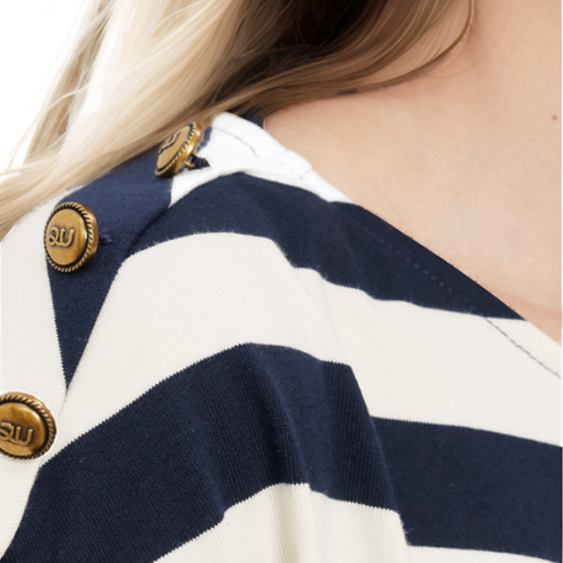 Pugsley Addams Inspired Navy Striped Relaxed T-Shirt