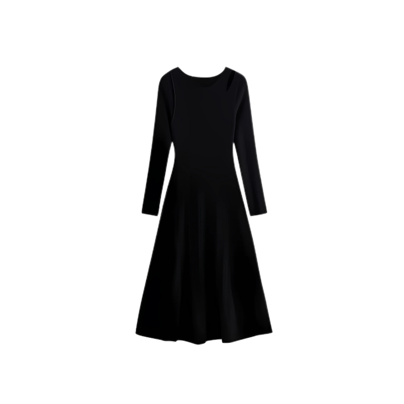 Morticia Addams Inspired Off-Shoulder Black Knit Dress