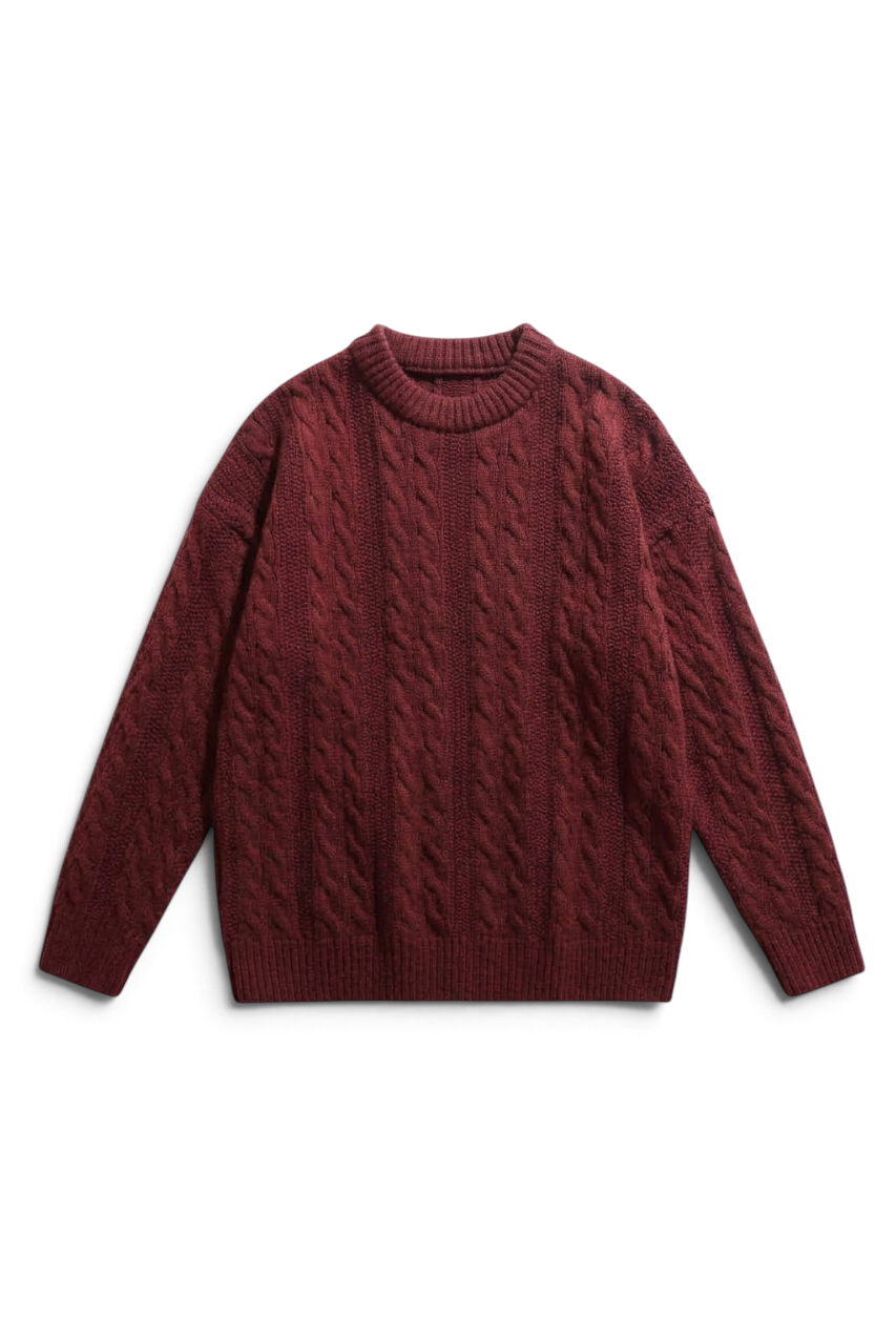 Regular Fit Cable Knit Sweater