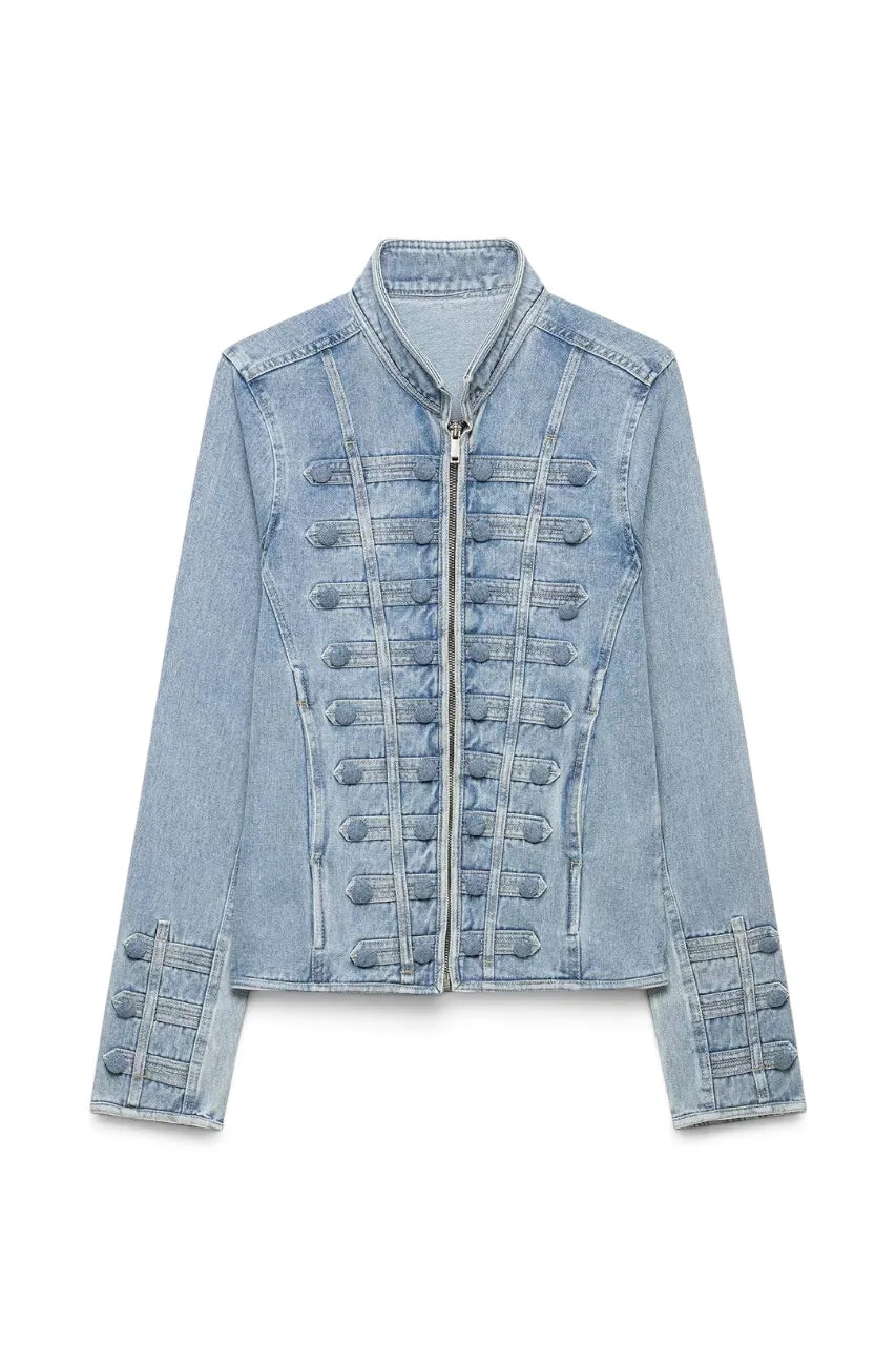 Fitted Button Denim Jacket